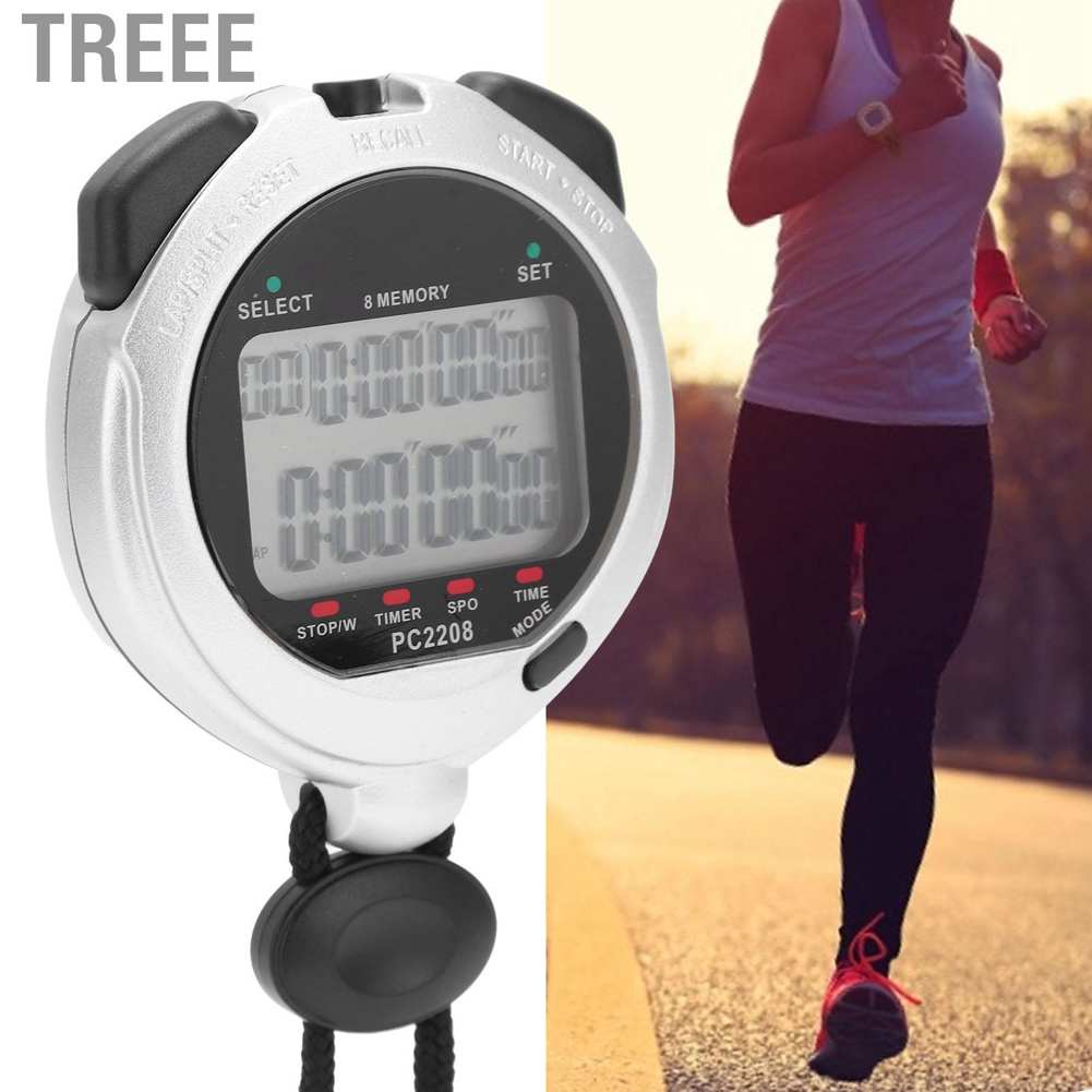 Treee Portable Running Stopwatch Sport Counter Alarm Referee Chronograph Digital Timer