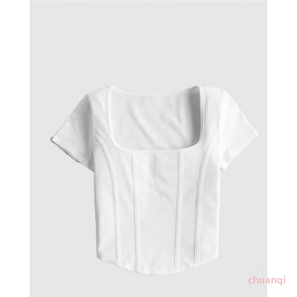 HOLLISTER Áo Croptop Cổ Vuông Tay Ngắn Dáng Ôm Thời Trang Mùa Hè Cho Nữ