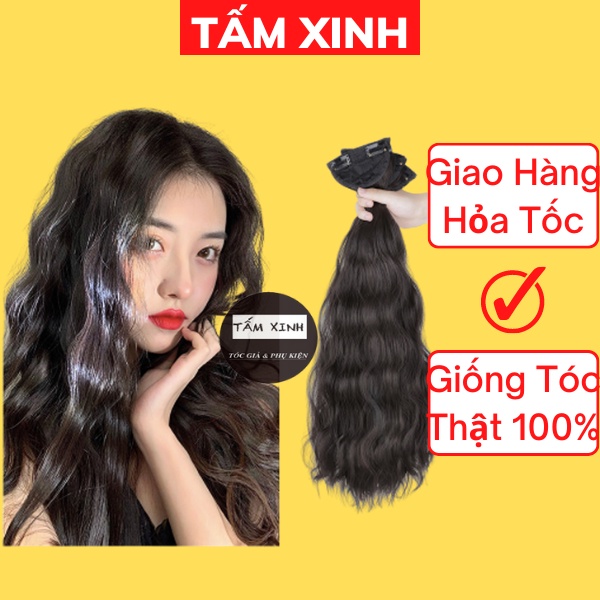 Sét tóc giả kẹp 3 dải xù mỳ làm dầy, dài tóc trẻ trung, sang chảnh - 3DXM50