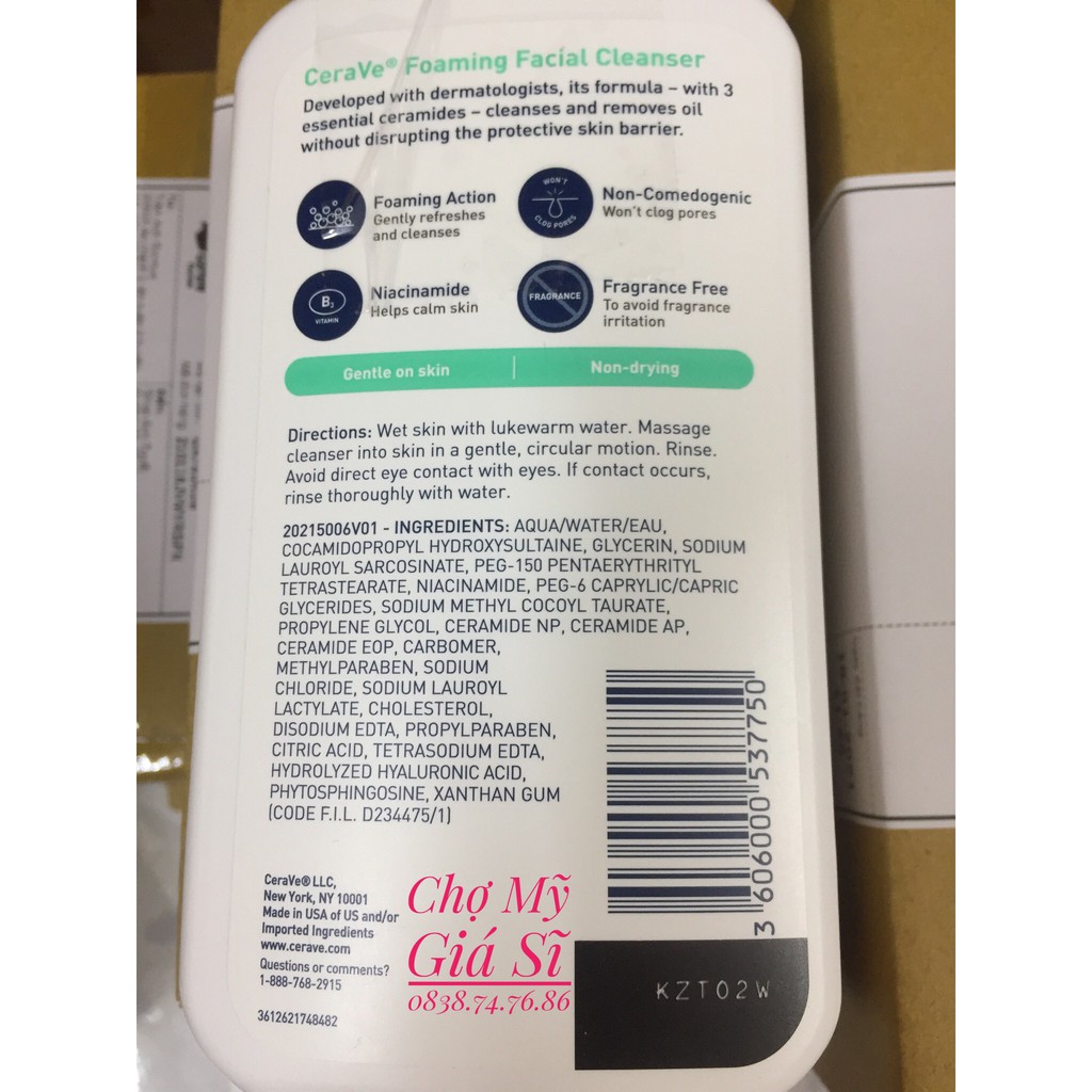 [Bản Mỹ] Sữa rửa mặt Cerave Foaming Facial Cleanser 355ml | BigBuy360 - bigbuy360.vn