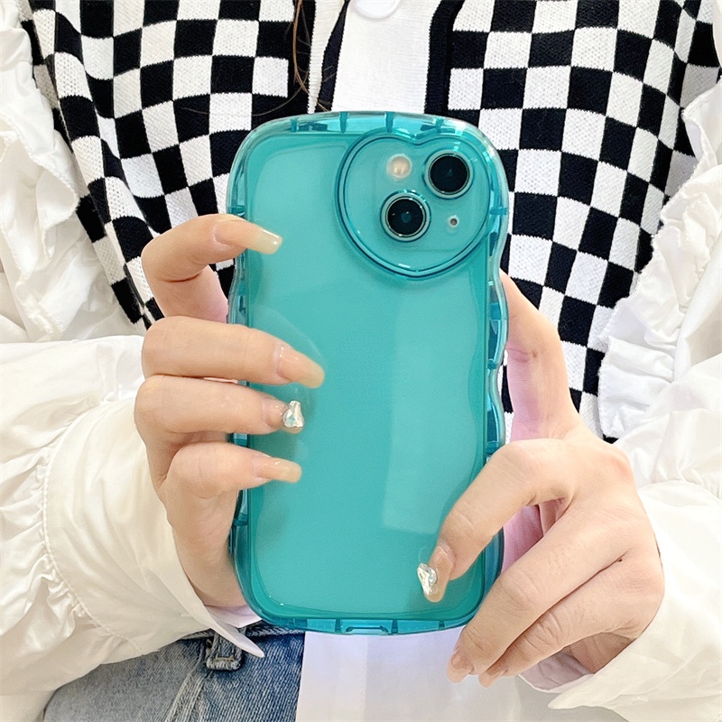Ốp Điện Thoại TPU Mềm Trong Suốt Họa Tiết Trái Tim Viền Lượn Sóng Dễ Thương Cho iPhone 13 12 11 Pro Max X XR XS Max
