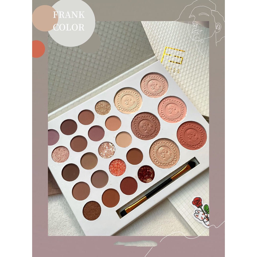 Bảng mắt 26 Ô Frank Color kèm cọ, Phấn mắt nội địa trung tone màu chuẩn