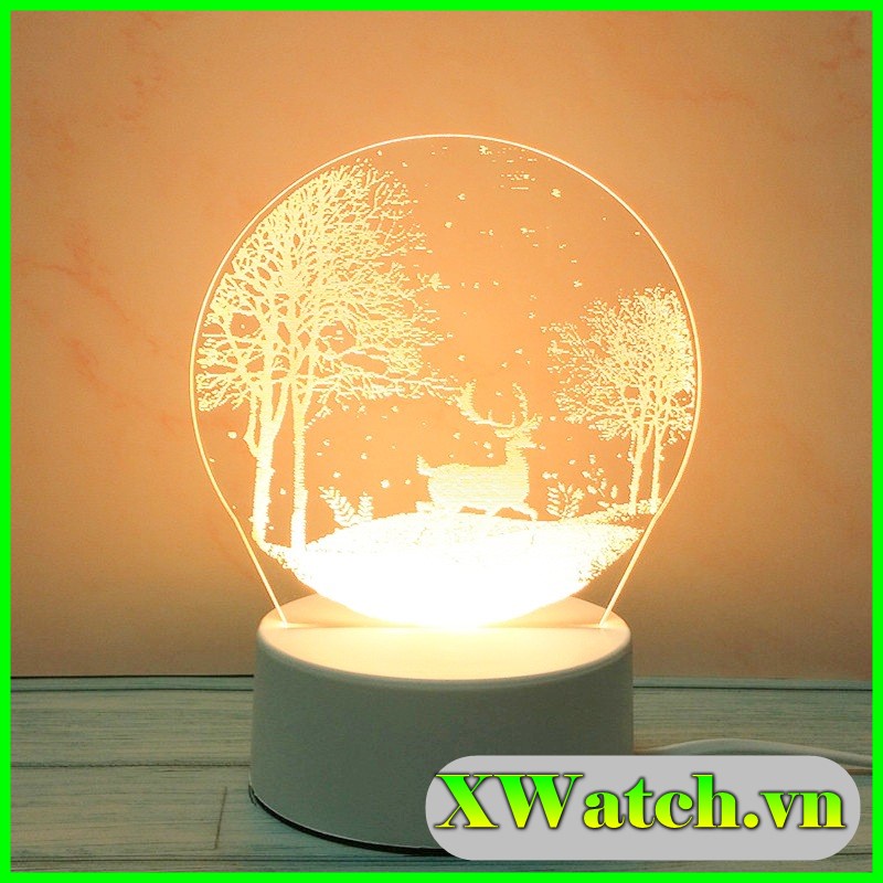 Đèn Ngủ 3D Để Bàn Kiểu Dáng Sáng Tạo Thay Đổi 3 Màu Sắc Noel