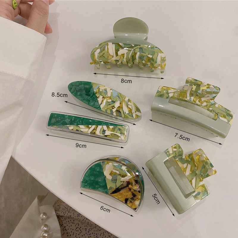 Kẹp tóc càng cua màu xanh lá cây phong cách Hàn Quốc thời trang dành cho nữ