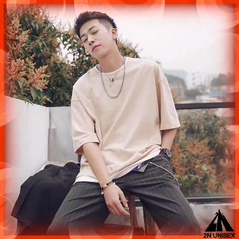 Áo thun tay lỡ form rộng - phông nam nữ cotton oversize - T shirt trơn a - 2N Unisex