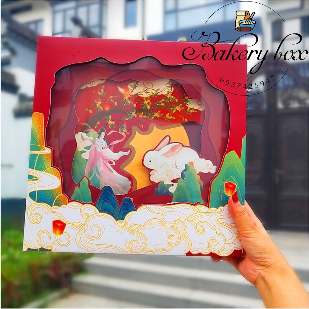 Set 10 | Hộp Túi Trung Thu 8 Bánh Hằng Nga Thỏ Ngọc 80gr - 125gr  (Mẫu Mới 2023)