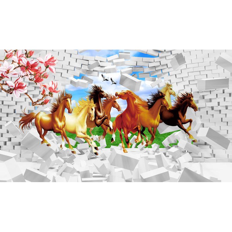 Tranh dán tường 3D mã đáo thành công nhiều mẫu