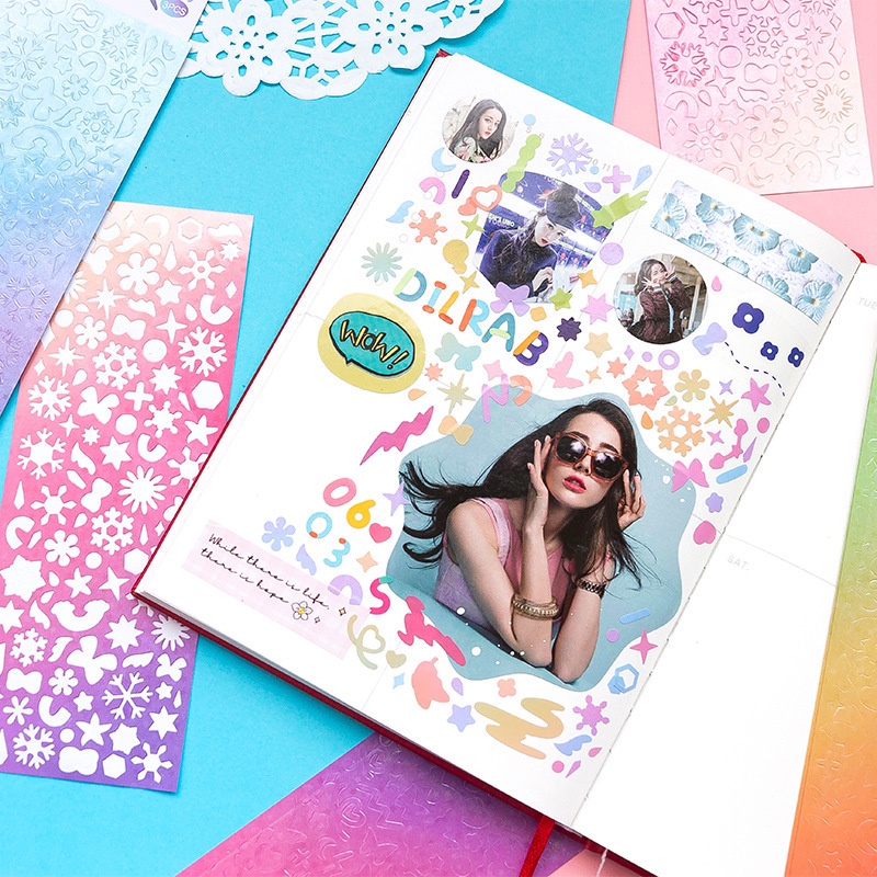 Bộ 3 Tấm Hình Dán Màu Laser Lấp Lánh