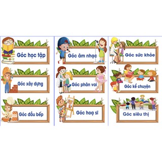[Để tên theo y/c] Decal dán BẢNG TÊN GÓC TRANG TRÍ TRƯỜNG MẦM NON, MẪU GIÁO, NHÀ TRẺ
