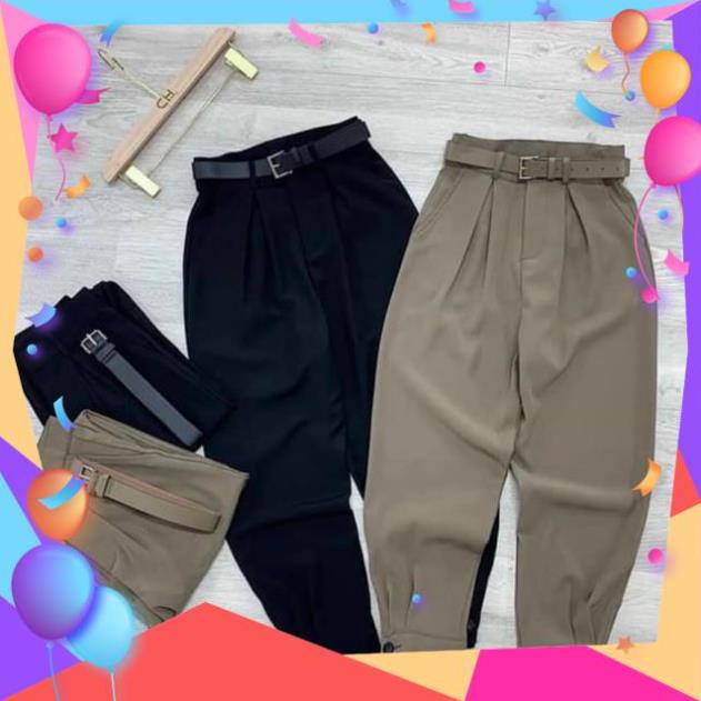 Quần baggy nữ vải xước mềm mát form thụng cá tính MÀU ĐEN_Nâu Nhạt size SMLXL