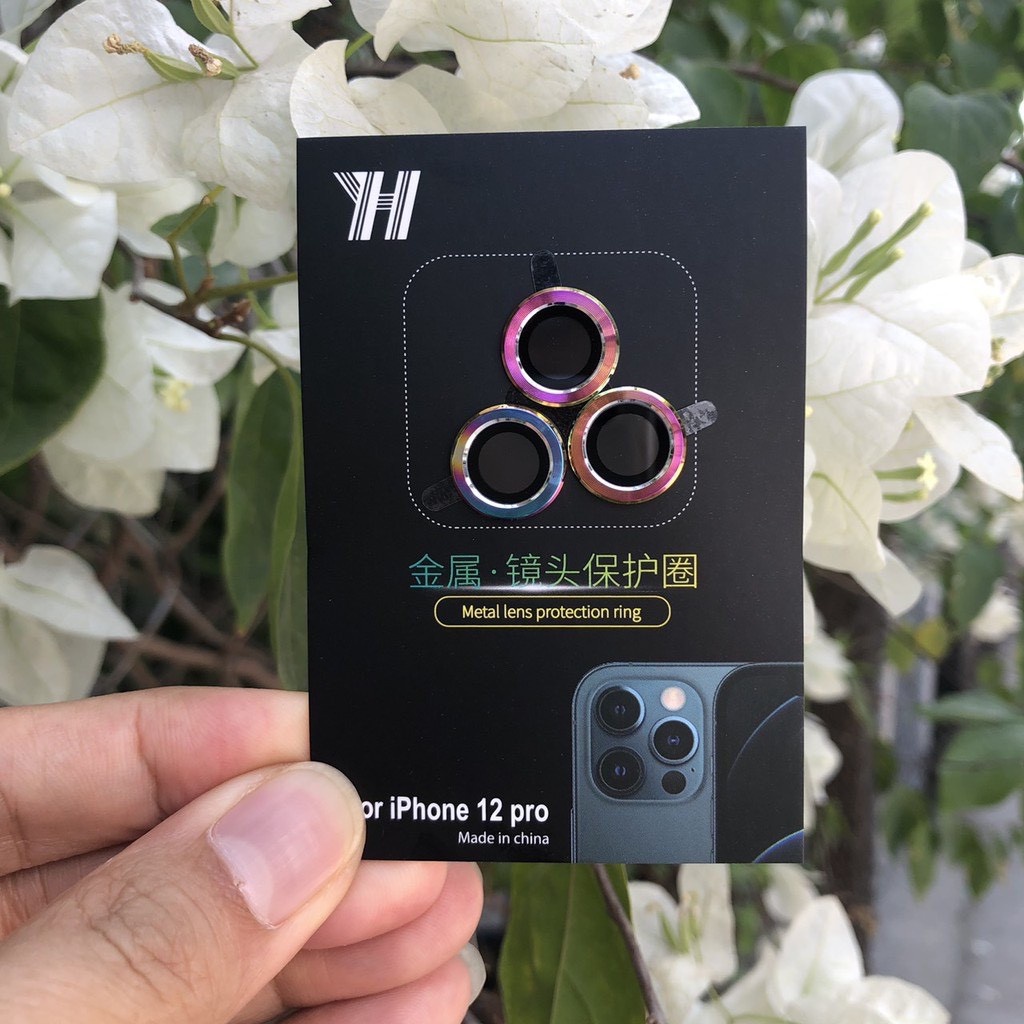Bộ vòng dán bảo vệ camera titan iphone 11/11pro/11promax/12/12pro/12promax chống bụi hạn chế vân tay