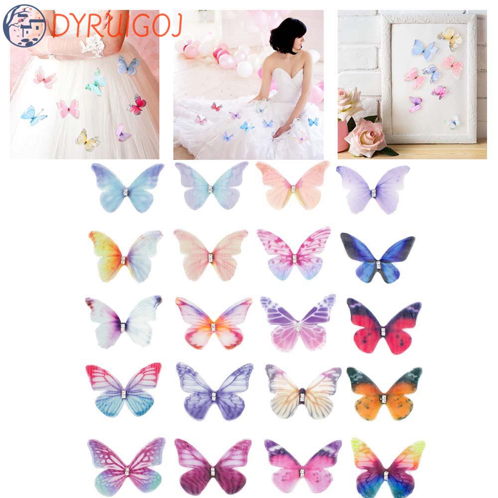 Set 20 Bông Tai Hình Bướm Nhiều Màu Sắc Bằng Vải Voan Dùng Trang Trí Tiệc Cưới