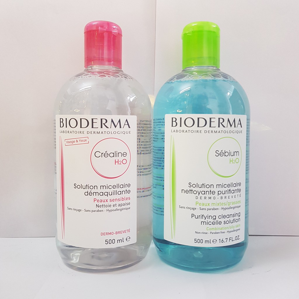 Nước tẩy trang Bioderma Crealine H2O nắp nhấn màu hồng, nắp nhấn màu xanh 500ml - Bini.store.official | BigBuy360 - bigbuy360.vn