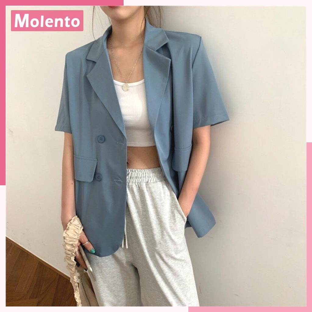 Áo Blazer Nữ Tay Ngắn MOLENTO Áo Vest Nữ Blazer Hàn Quốc Cao Cấp Chất Vải Dầy Dặn Đứng Dáng Không Xù Bai Nhão - M115