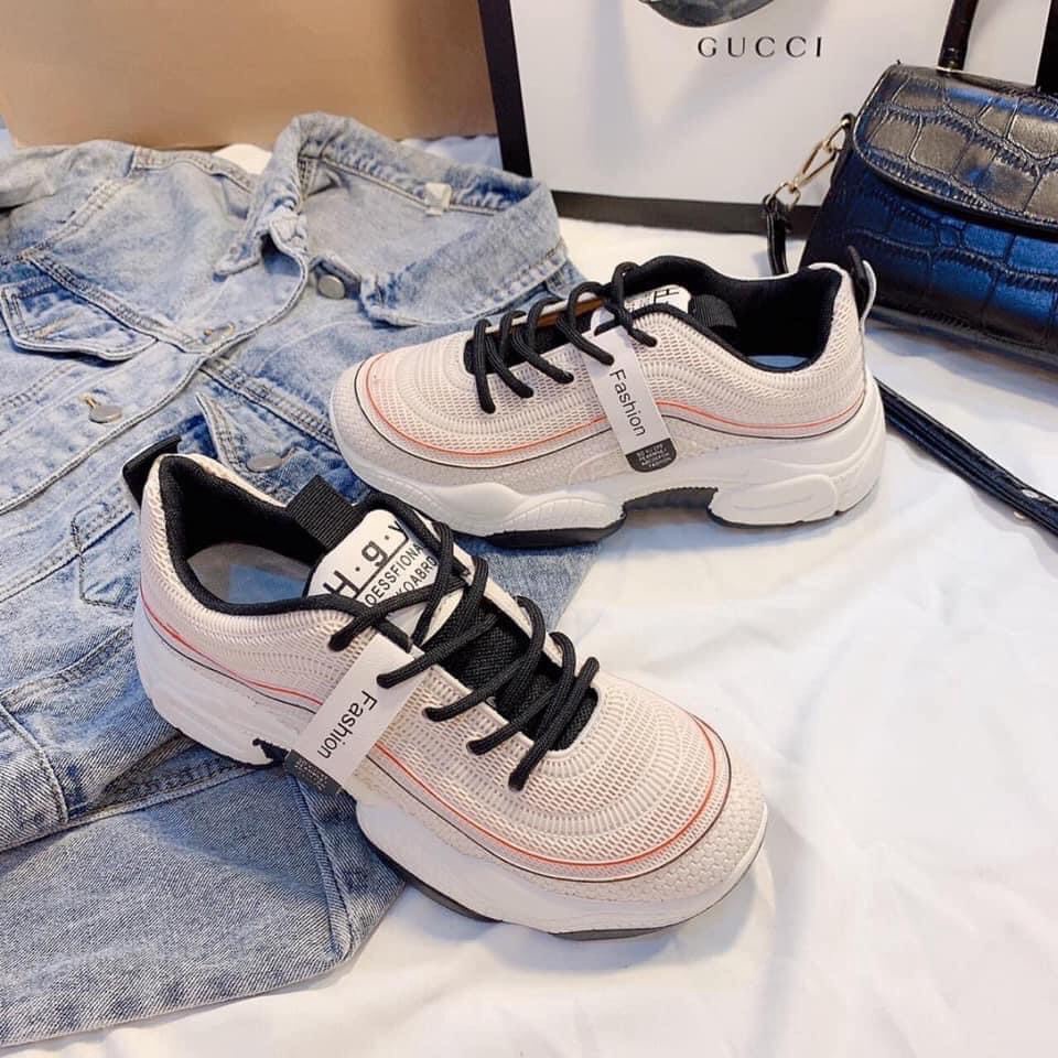 Giày Sneaker Thể Thao Nữ Sóng Đen Đỏ Siêu Đẹp