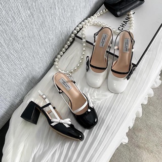 Sandal cao gót Miu Miu nơ nhỏ gót vuông 7p