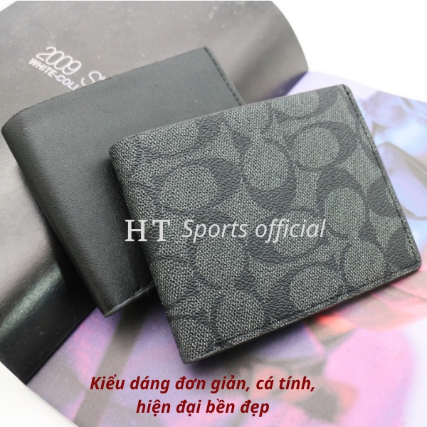Bóp ví da HT Sports gập đôi đựng tiền đựng thẻ tiện lợi, siêu bền thời trang cá tính dành cho nam