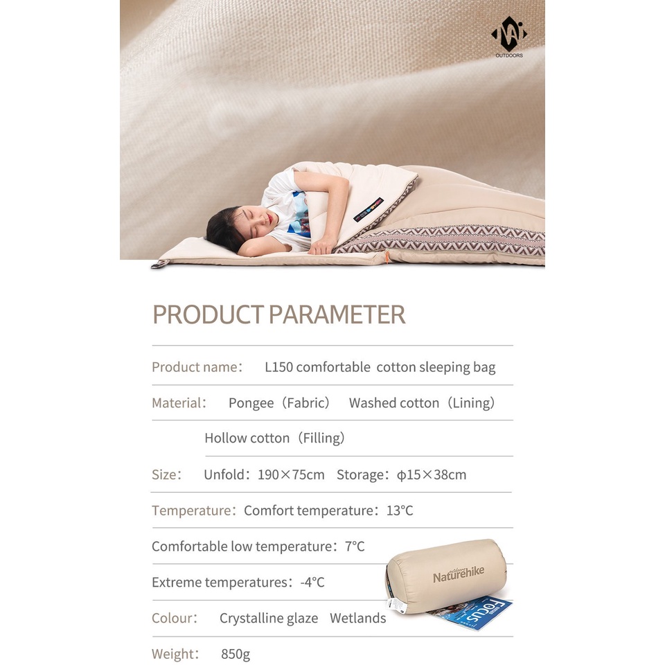 Túi ngủ Cotton siêu nhẹ Naturehike NH20MSD05