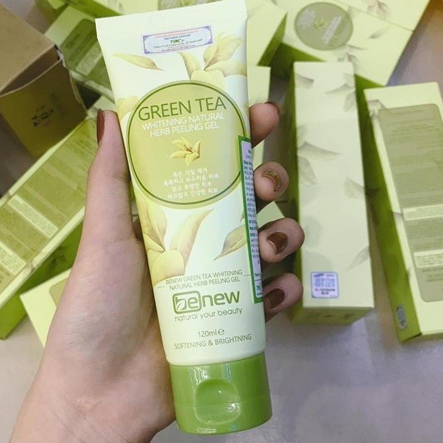 Kem tẩy da chết trắng da, xóa mụn trà xanh BENEW GREEN TEA PEELING GEL Hàn quốc 120ml/Hộp- Hàng chính hãng