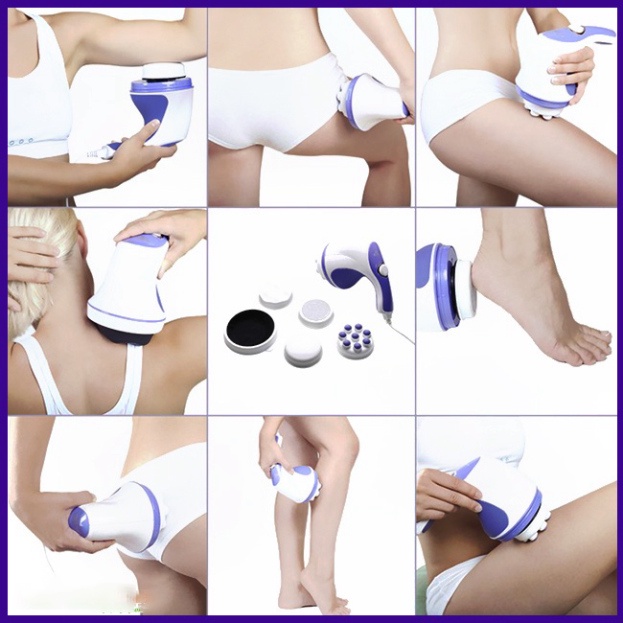 [Hàng Loại 1] Máy massage cầm tay Relax &amp; Spin Tone đa năng, máy matxa cầm tay 3 đầu cao cấp- Bảo Hành 12 Tháng
