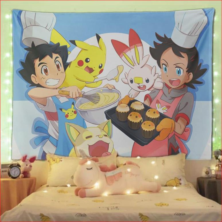 Pokemon 7  Tranh Thảm Treo Tường Decor Trang Trí KT, IN THEO YÊU CẦU.
