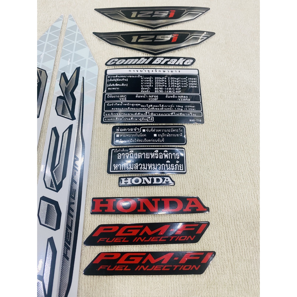 Bộ tem decal 3 lớp dán xe máy Honda click thái 125 màu trắng zin thái siêu đẹp