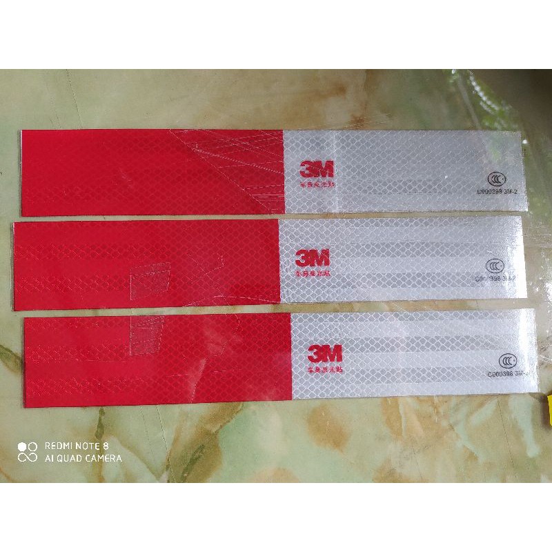 TEM DÁN PHẢN QUANG ĐỎ TRẮNG 3M