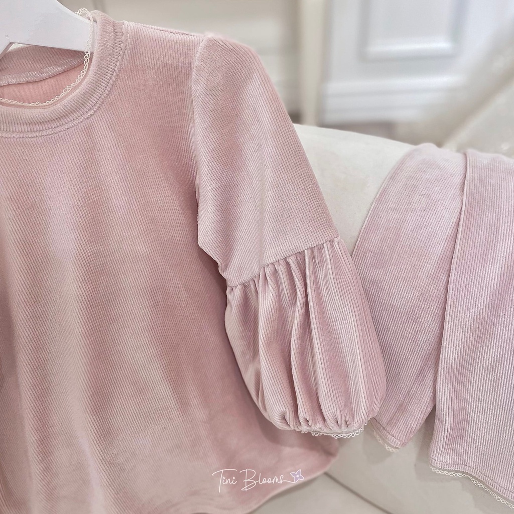 Bộ nhung cho bé tay bồng cho bé gái từ 1-10 tuổi Tini Blooms B02
