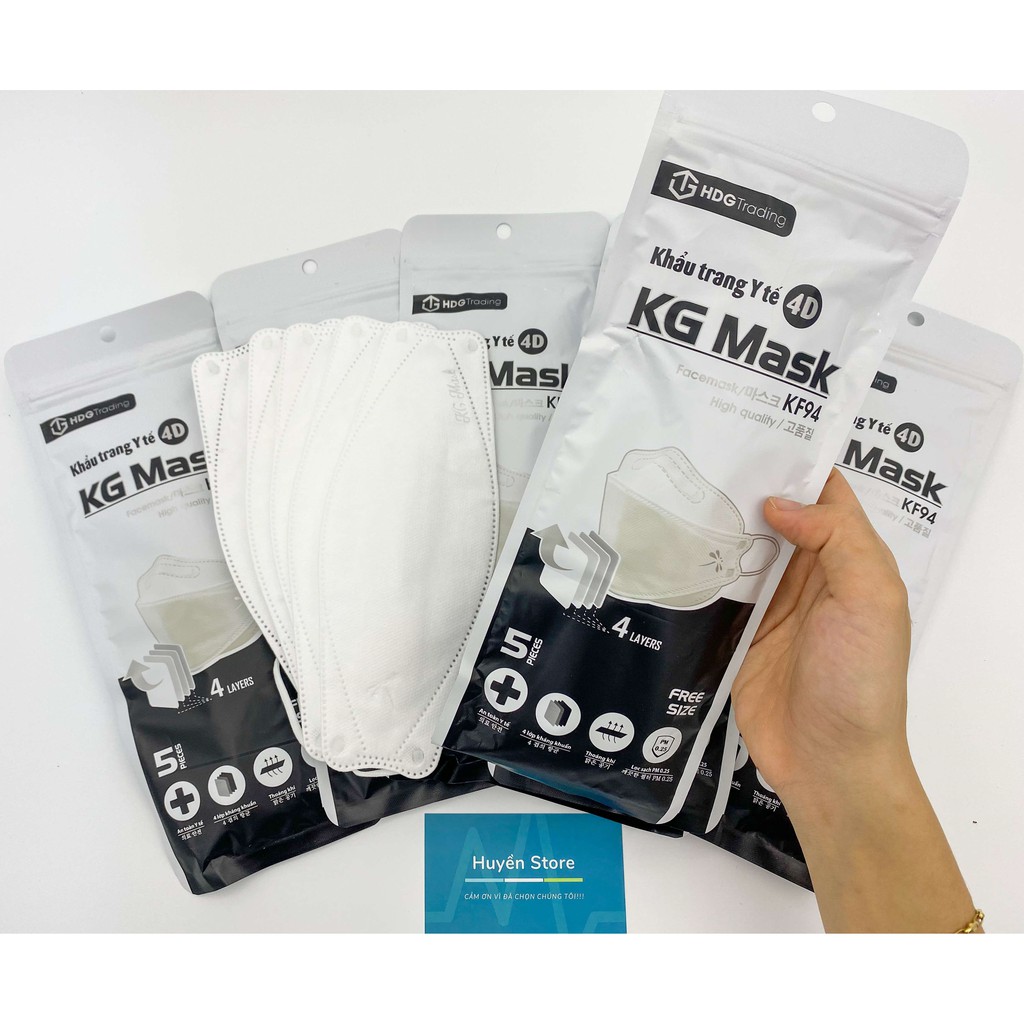 [MẪU MỚI] Khẩu Trang Kháng Khuẩn 4D 4 Lớp Hàn Quốc KG KF94 vừa chống bụi mịn PM2.5 vừa ngăn ngừa Virus - Màu trắng