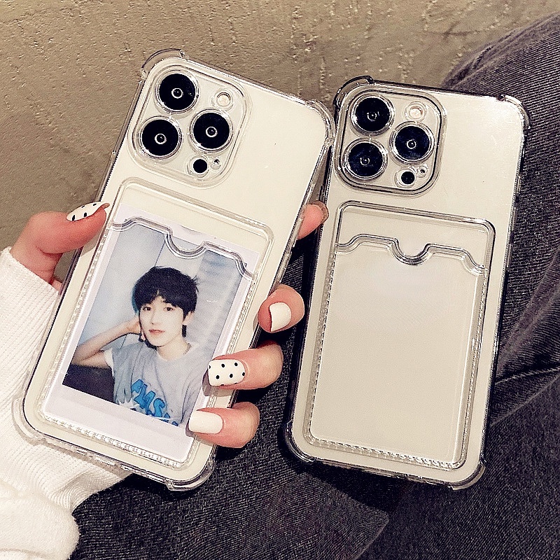 Ốp điện thoại tpu chống sốc có ngăn đựng thẻ tiện lợi cho iPhone 11 12 13 14 Pro Max Plus Mini Plus X XR XS Max 6 6S 7 8 Plus SE 2020