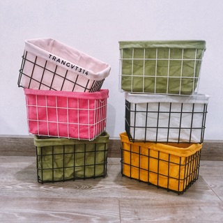 Rổ sắt đựng đồ kèm lót vải (26 cm)