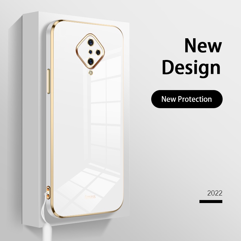 Ốp Điện Thoại Mềm Hình Vuông Mạ Viền Sang Trọng Có Dây Đeo Cho Vivo S1 PRO Y9S IQOO NEO