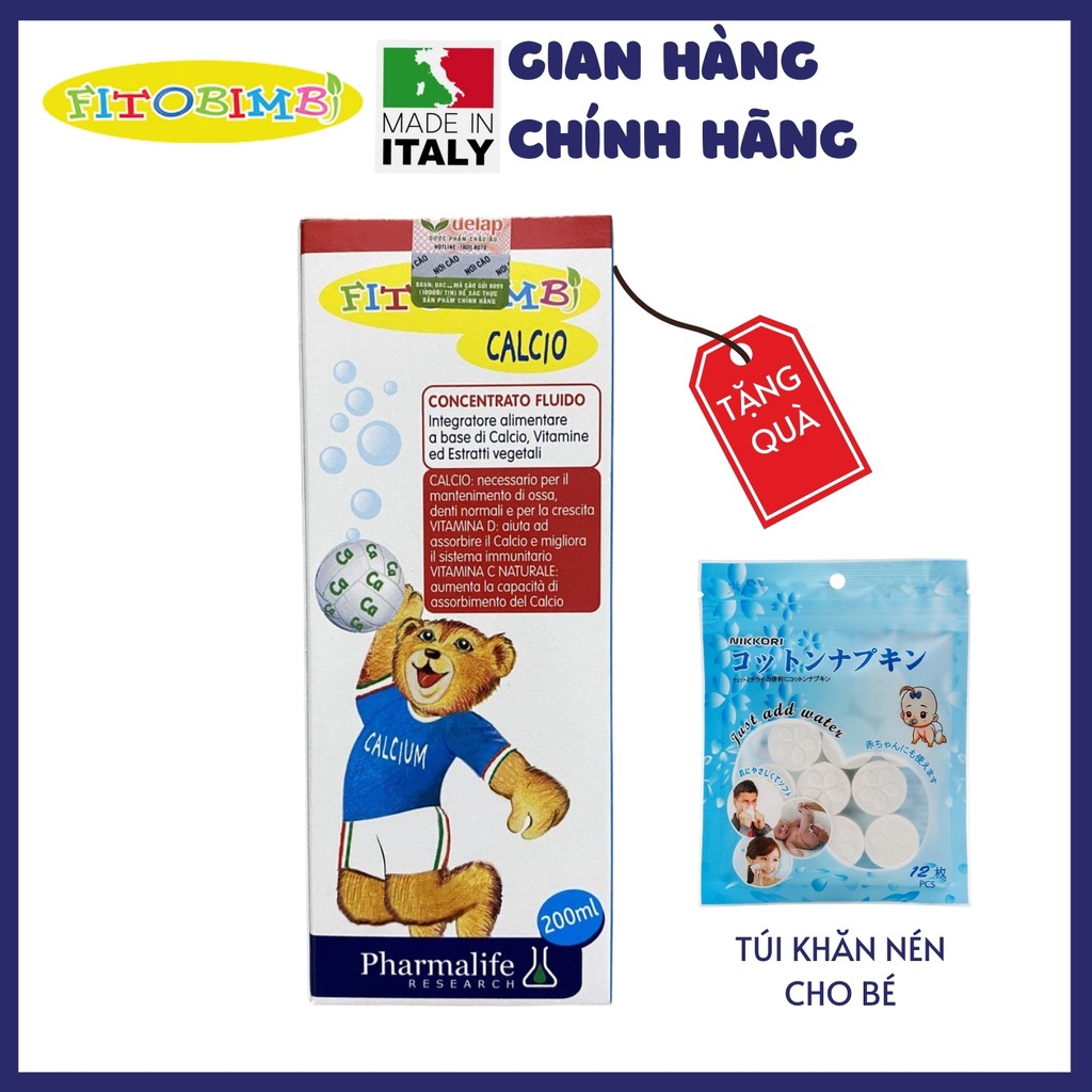 Fitobimbi Calcio - Bổ sung canxi và vitamin D3, vitamin C giúp tăng khả năng hấp thu canxi