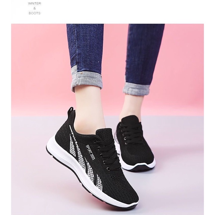 Giầy thể thao siêu nhẹ 3 màu ghi, hồng, đen êm chân thoáng khí thời trang kiểu Hàn Quốc Ulzzangshop520