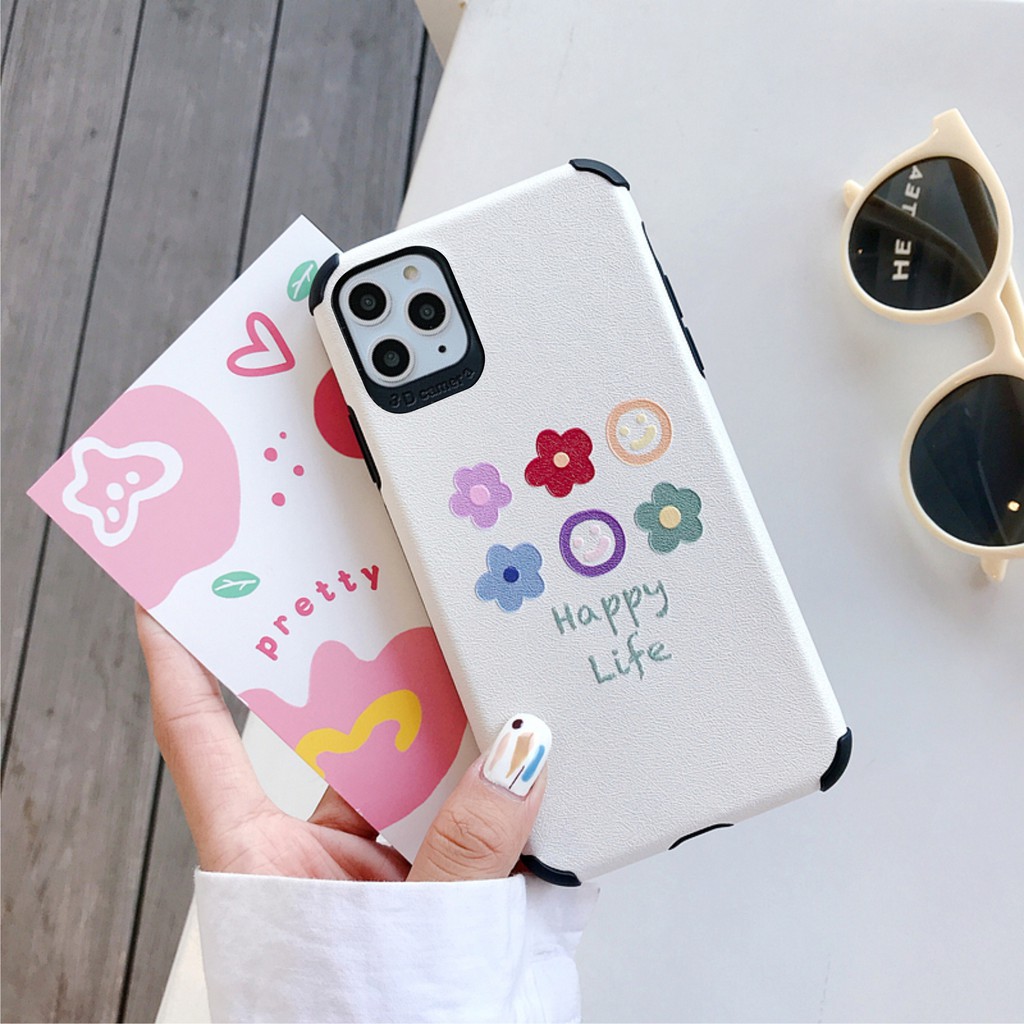 Ốp Lưng Da IMD Smiley Flower - R012