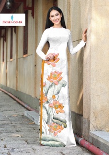 Vải áo dài in hoa sen đẹp