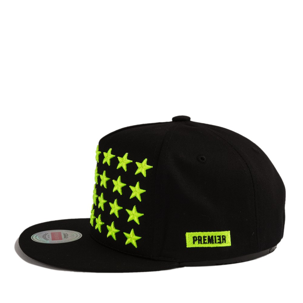 PREMI3R - Nón hiphop 28STAR COTTON/BL.FLUORESCENCE black/green