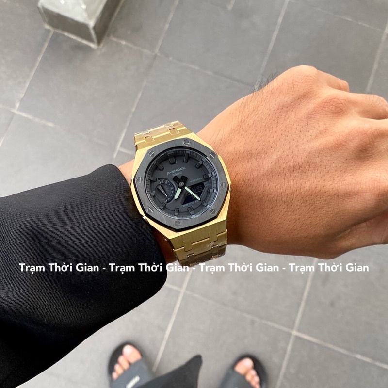 Đồng Hồ nam casio G-shock GA-2100-1A1 Custom set vàng viền đen