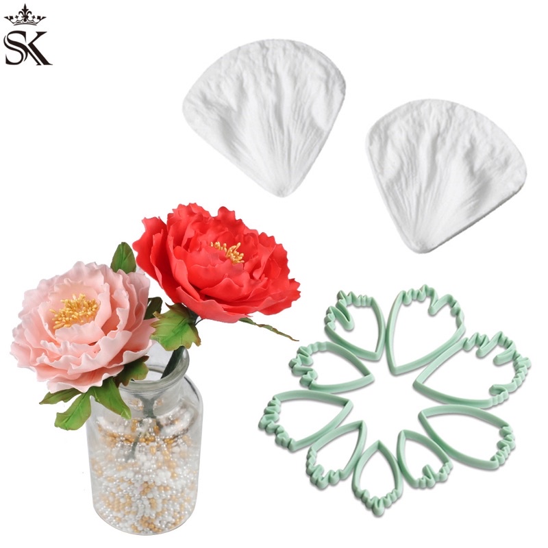 set khuôn cắt và nhấn gân cánh hoa mẫu đơn