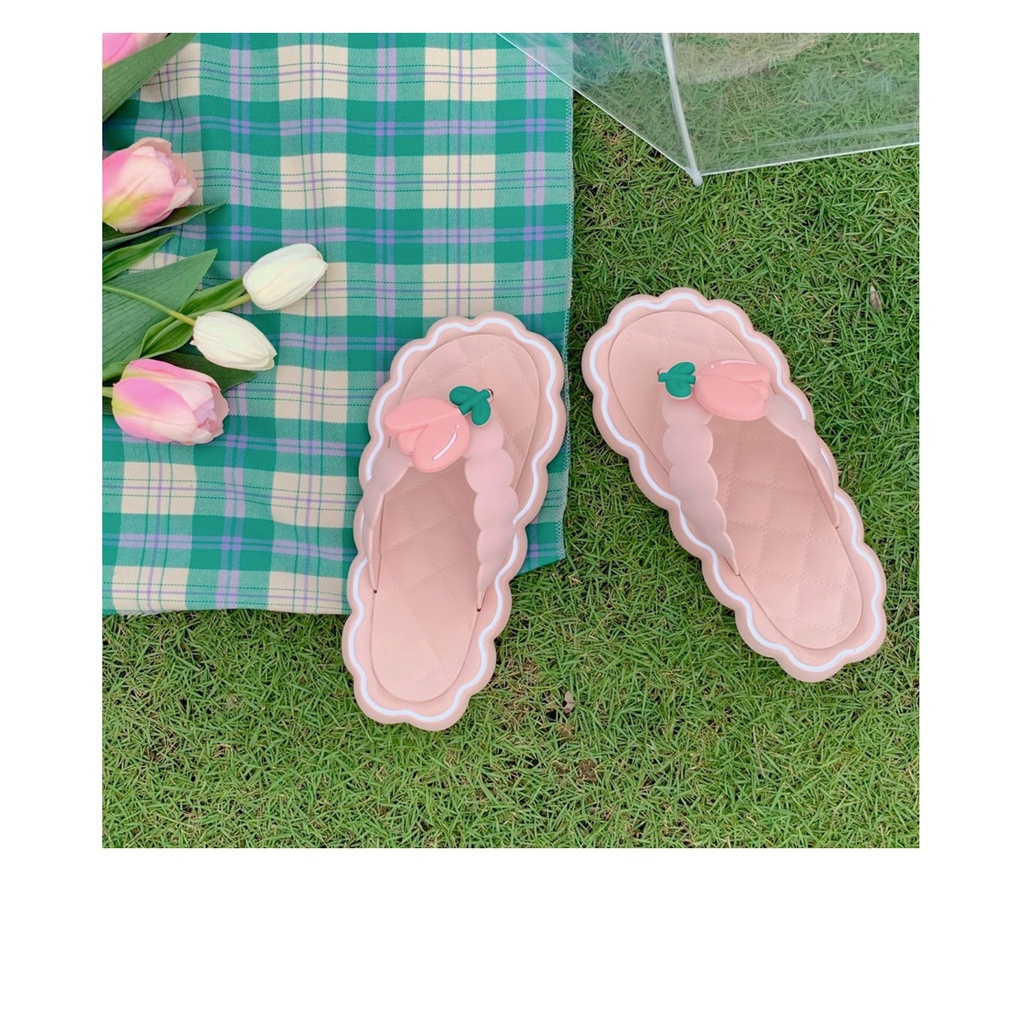 Dép kẹp nữ đính hoa tulip mùa hè Hàn Quốc đi biển - US841
