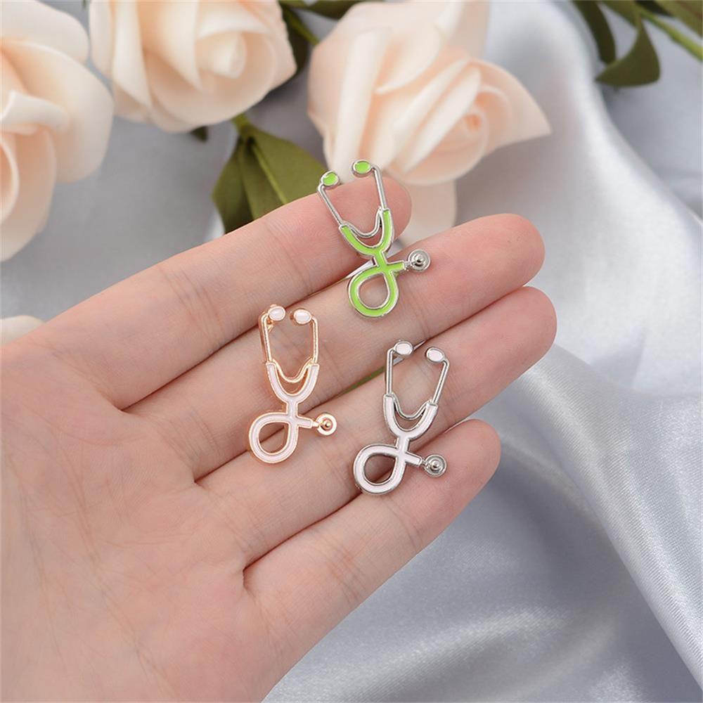 Ghim Cài Áo Hình Ống Nghe Nhịp Tim Bằng Hợp Kim Thiết Kế Mới Cho Nam Và Nữ
