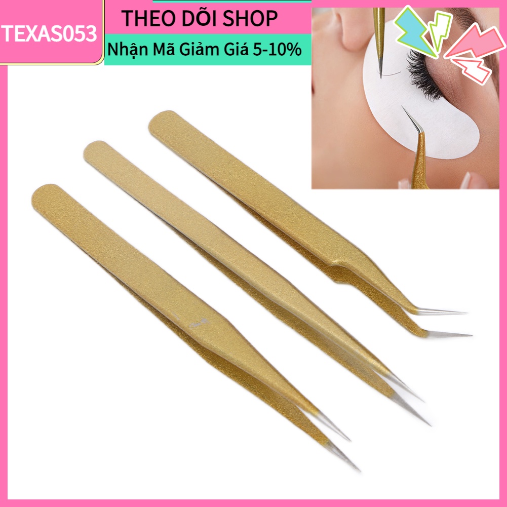 Set 3 nhíp hỗ trợ nối mi trang trí móng tay nghệ thuật DIY thép không gỉ tiện lợi