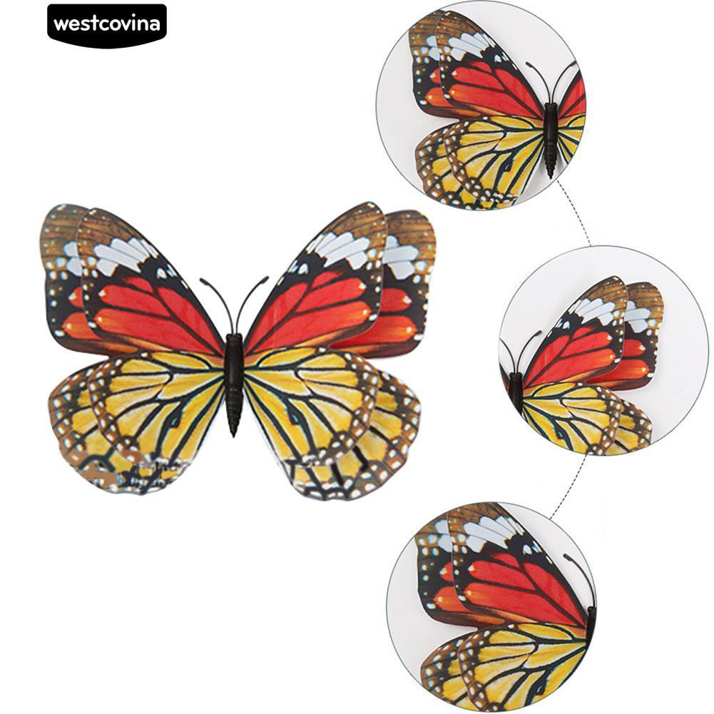 12 Sticker Dán Tường Họa Tiết Hình Con Bướm 3D Dùng Trong Trang Trí Tiệc