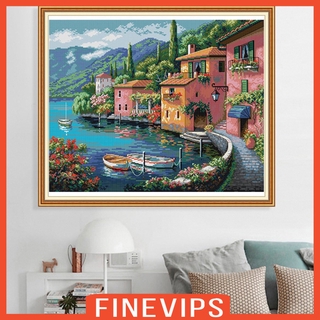 Bộ Tranh Thêu Chữ Thập Hình Ngôi Nhà Màu Sắc Kích Thước 66x56cm / 26x22in