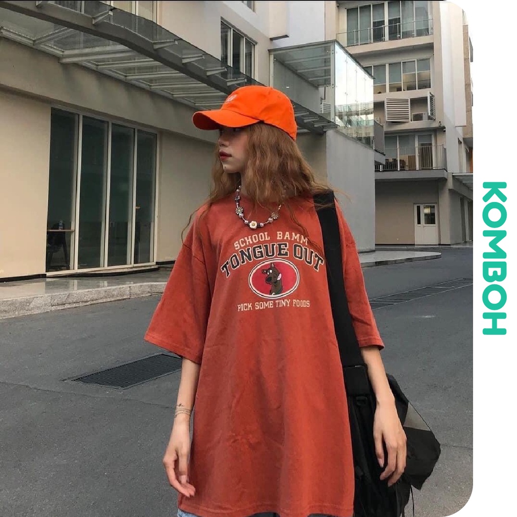 Áo phông thun unisex tay lỡ form rộng đẹp oversize nam nữ ulzzang TONGUEOUT KOMBOH A132