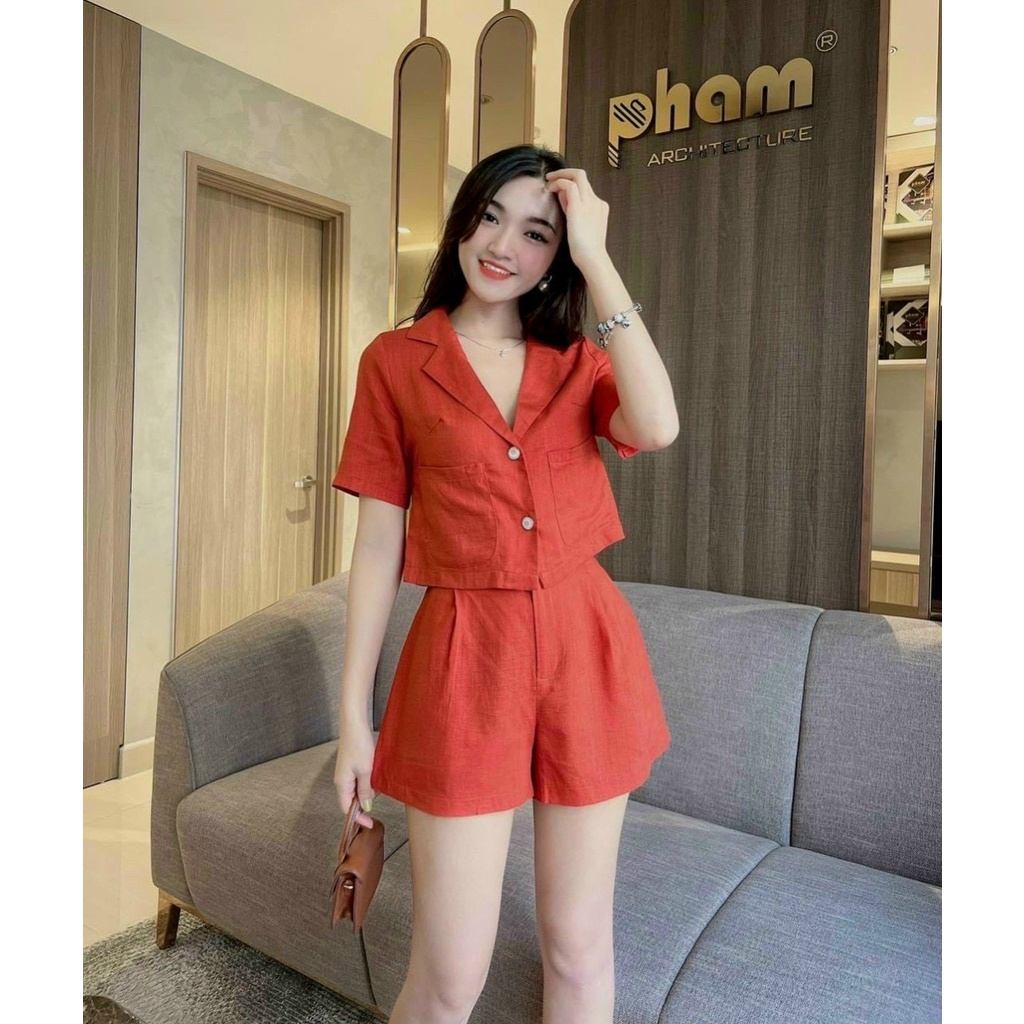 [Miễn Phí Ship 50K-GIAN HÀNG CHÍNH HÃNG] Sét Bộ Thời Trang Nữ Mặc Đi Chơi,Sét Bộ Đùi Vest Chất Tuyết Mưa Áo Ngắn Cộc