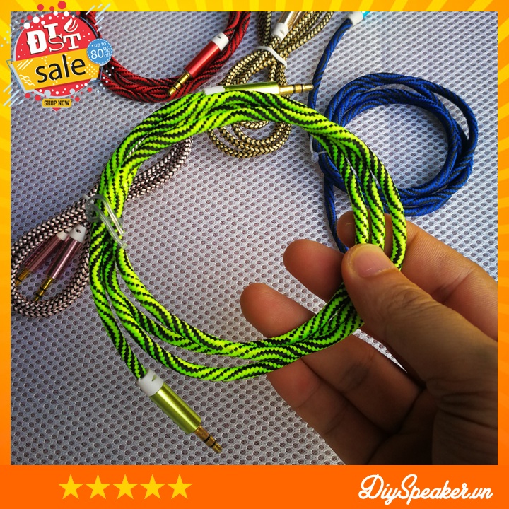 Dây cáp âm thanh, dây aux audio  2 đầu mạ vàng, bọc dù chống đứt