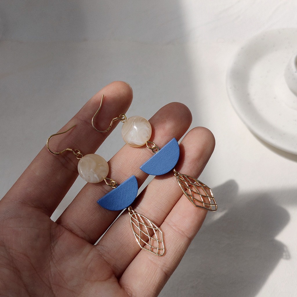 Xinh xắn bông tai dáng thả dài thuyền lá 60 mạ 925 cao cấp