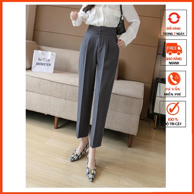 [Mã FAMARAL1 giảm 10K đơn 50K] Quần Baggy Nữ Lưng Cao Hai Khuy m830