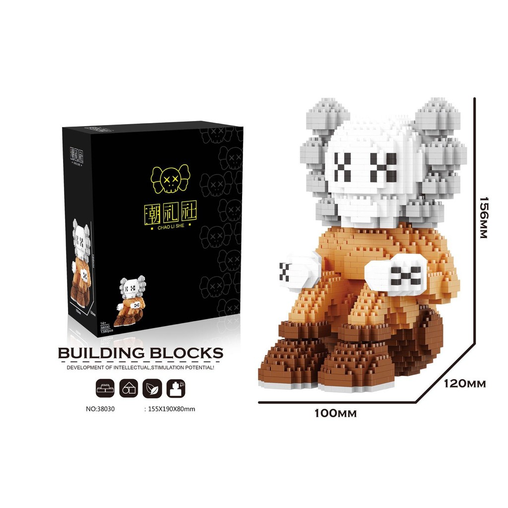 Lego nano block CHAOLI Kaws ngồi 38029 - 38034 Xếp hình nanoblock CHAOLISHE
